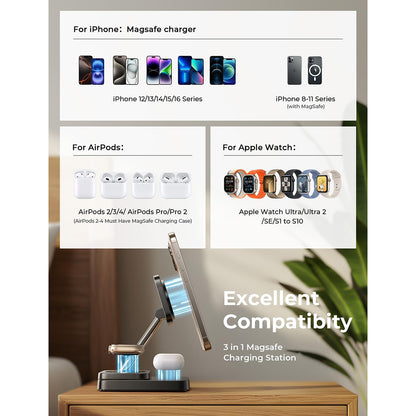 Incarcator Retea Wireless Lisen 3in1, 15W, 1.67A, Negru YL0424010003