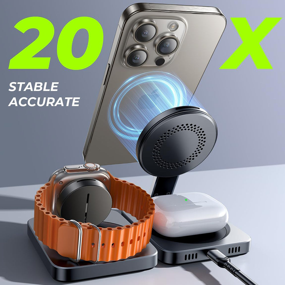 Incarcator Retea Wireless Lisen W103 3in1, 7.5W, 1.1A, Negru YL0324090008