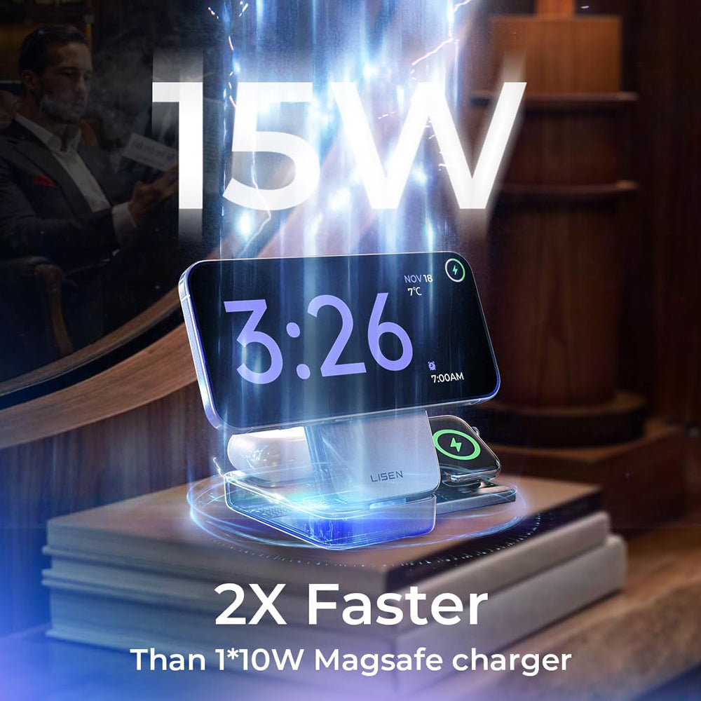 Incarcator Retea Wireless Lisen W106 3in1, 15W, 1.67A, Gri YL0424120009