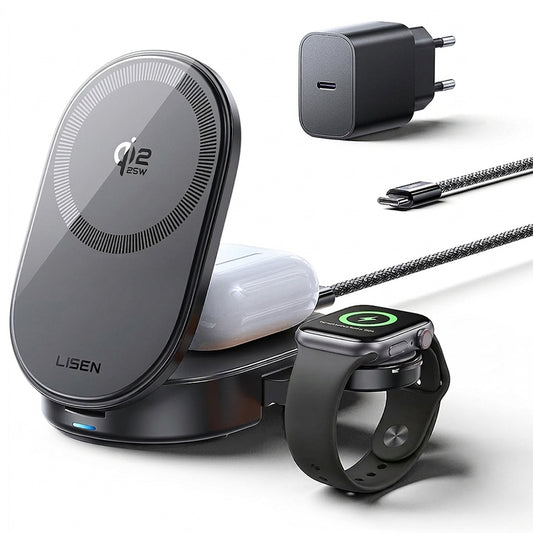 Incarcator Retea Wireless Lisen W121 3in1, 25W, Negru YL0325080017