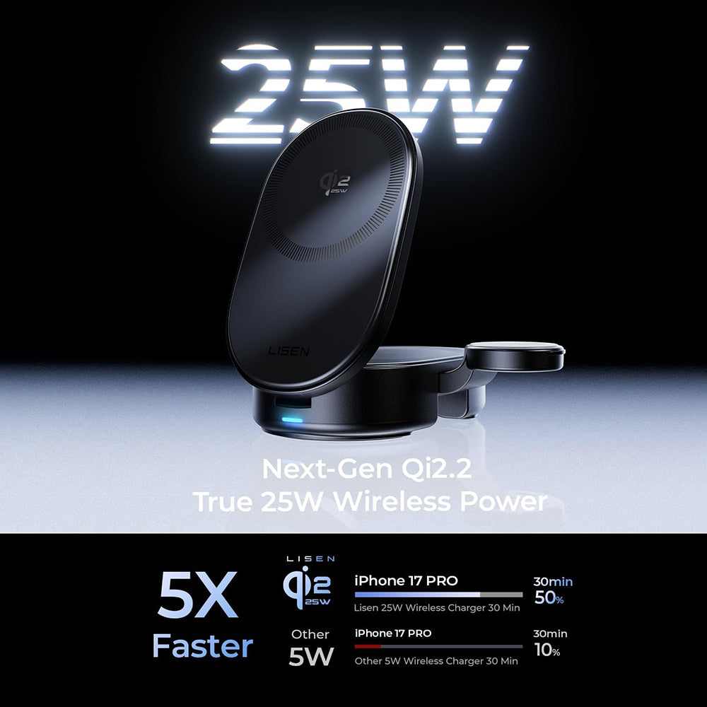Incarcator Retea Wireless Lisen W121 3in1, 25W, Negru YL0325080017