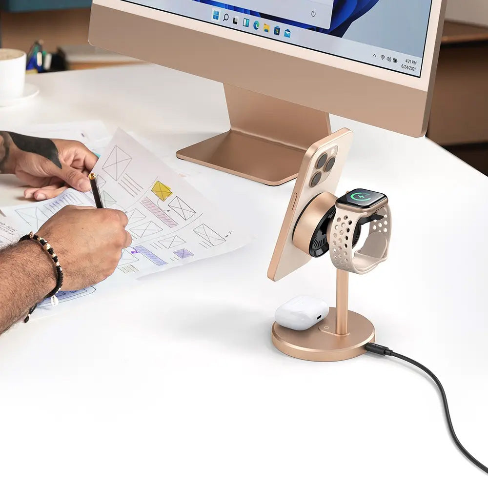 Incarcator Retea Wireless McDodo CH-2463 Swan 3in1, 22.5W, 1.67A, Auriu