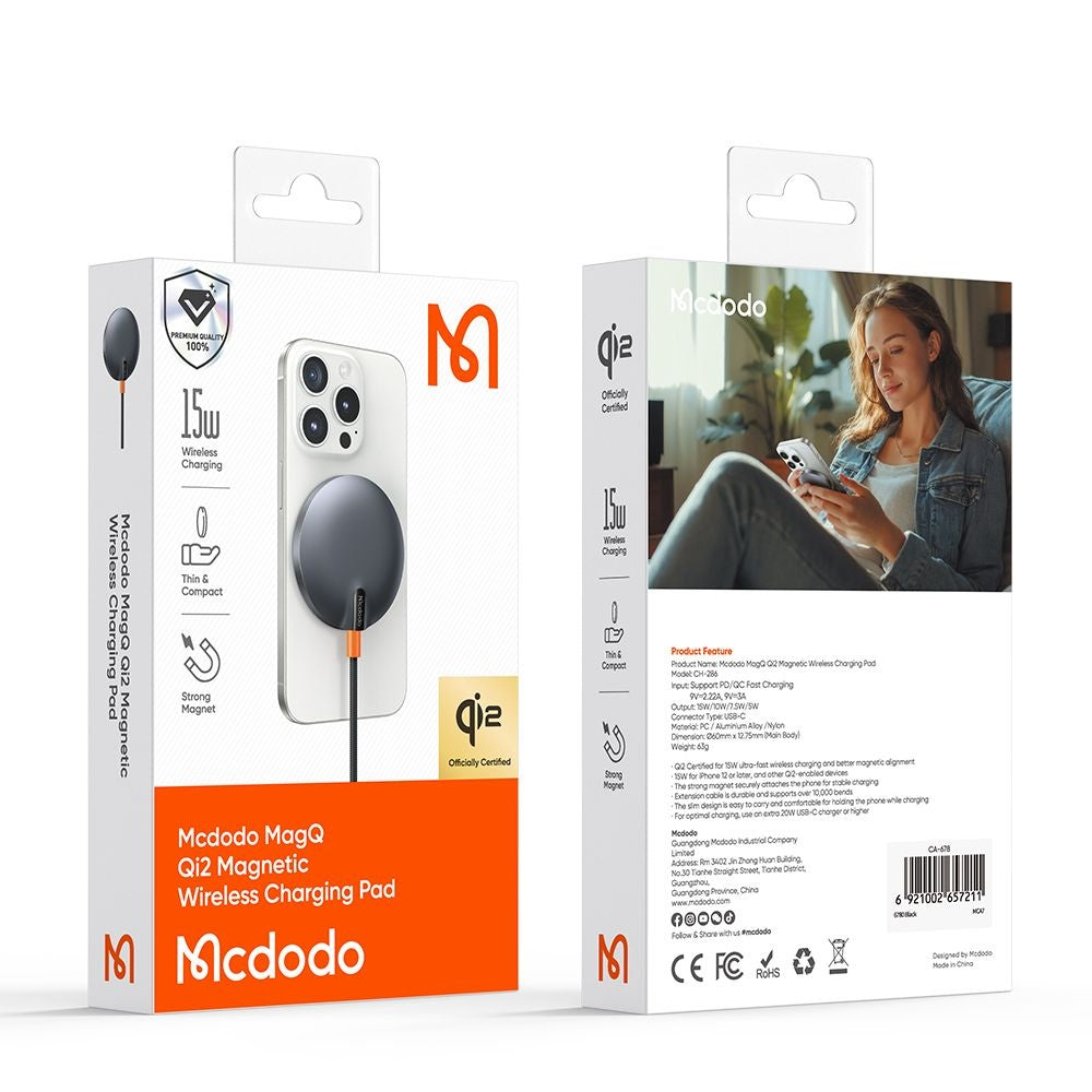 Incarcator Retea Wireless McDodo CH-2860 MagQ, 15W, 1.67A, Negru