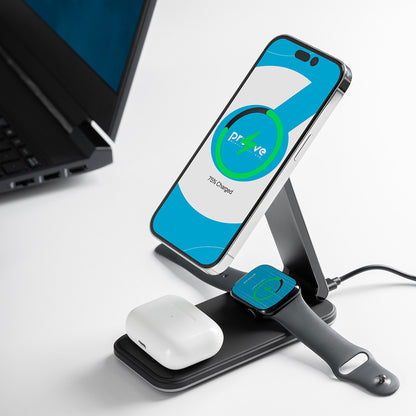 Incarcator Retea Wireless Proove Energy Fold 3in1, 15W, 1.67A, Negru WSEF15010001