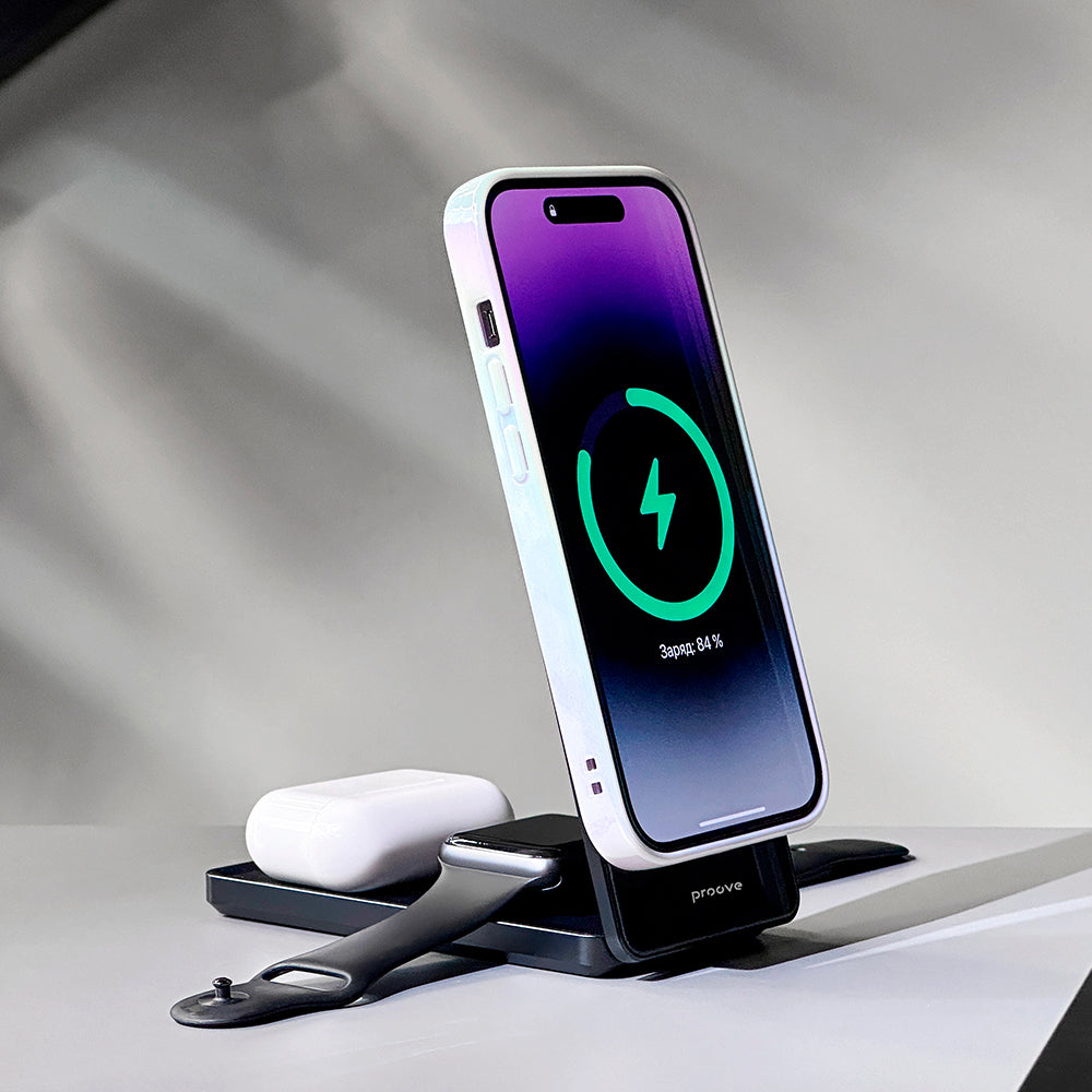 Incarcator Retea Wireless Proove Metal Edge 3in1, 15W, 1.67A, Gri WSME15010003