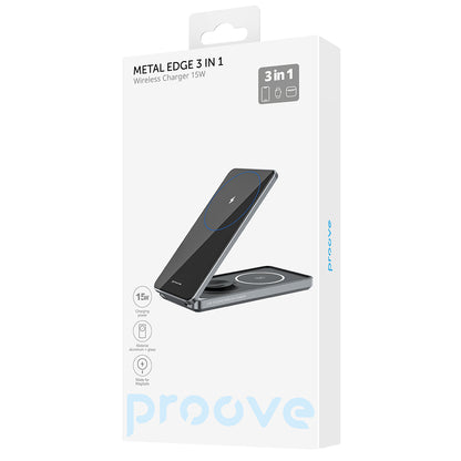 Incarcator Retea Wireless Proove Metal Edge 3in1, 15W, 1.67A, Gri WSME15010003