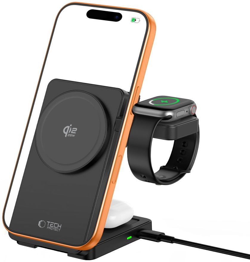 Incarcator Retea Wireless Tech-Protect A56 3in1, 25W, Negru