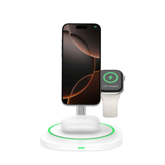 Incarcator Retea Wireless Tech-Protect QI15W-A46 3in1, 15W, 1.67A, Alb