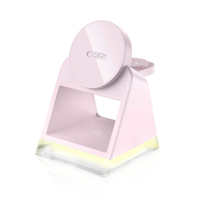Incarcator Retea Wireless Tech-Protect A43 3in1, 15W, 1.67A, Roz