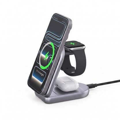 Incarcator Retea Wireless Tech-Protect A53 3in1, 25W, Gri