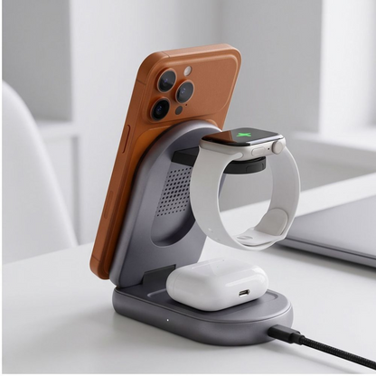 Incarcator Retea Wireless Tech-Protect A53 3in1, 25W, Gri