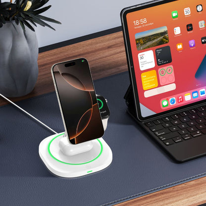 Incarcator Retea Wireless Tech-Protect QI15W-A46 3in1, 15W, 1.67A, Alb