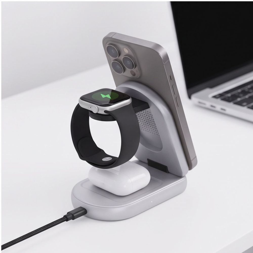 Incarcator Retea Wireless Tech-Protect A53 3in1, 25W, Gri