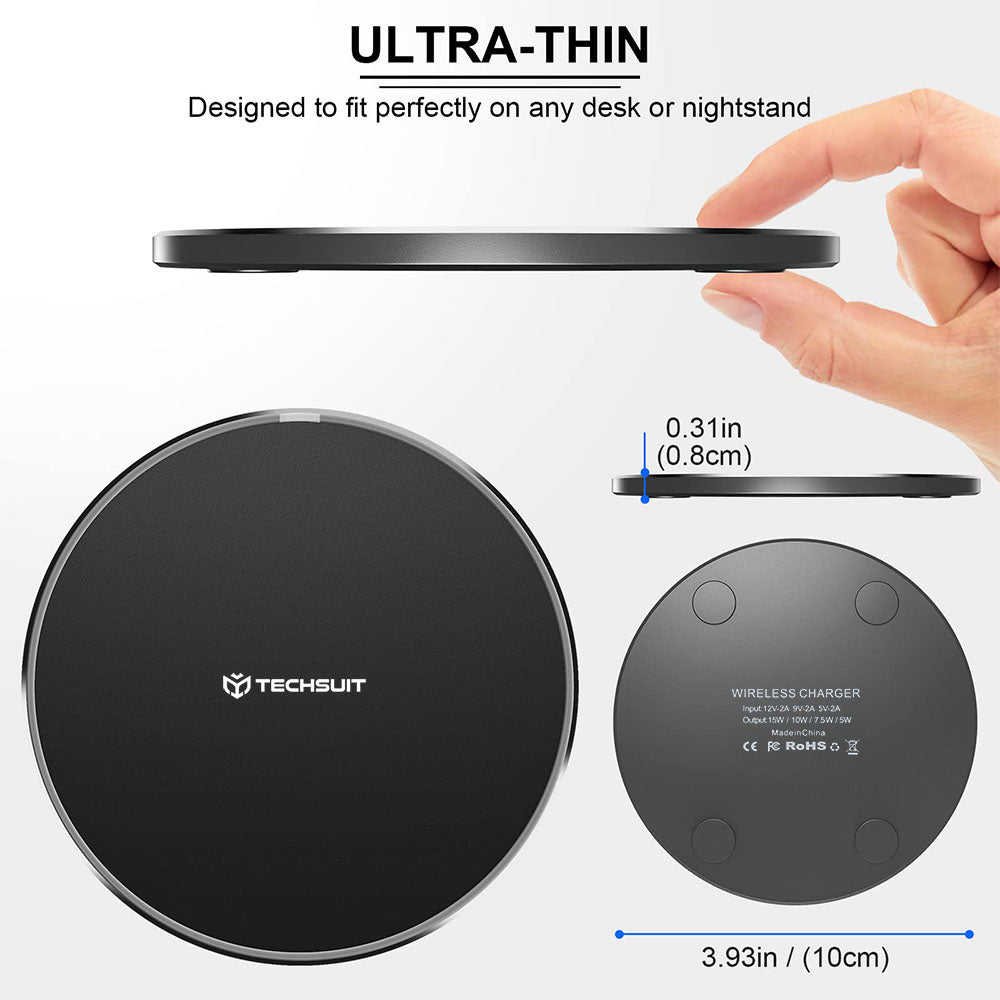 Incarcator Retea Wireless Techsuit CHWR031 Premium, 15W, 1.67A, Negru