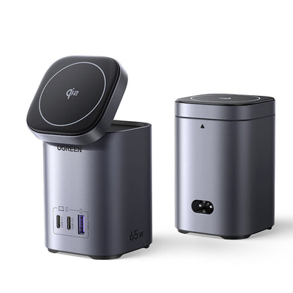 Incarcator Retea Wireless UGREEN X555 4in1, 65W, 3.25A, 1 x USB-A - 2 x USB-C, Gri