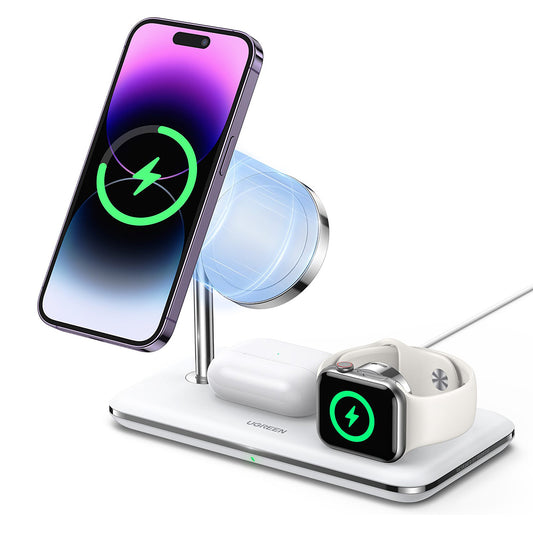 Incarcator Retea Wireless UGREEN CD278 3in1, 25W, 1.67A, Alb