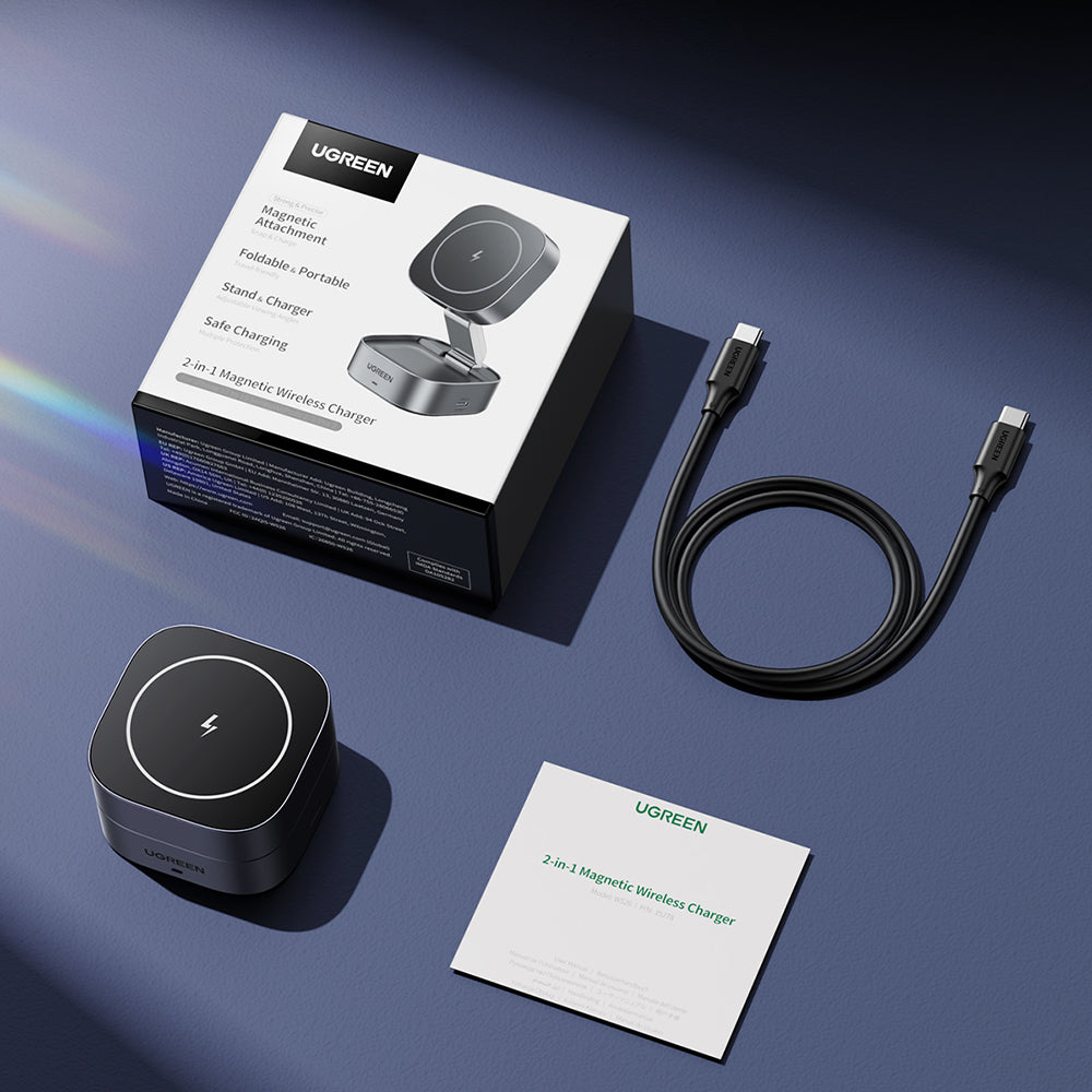 Incarcator Retea Wireless UGREEN W526 3in1, 20W, 1.67A, 1 x USB-C, Negru