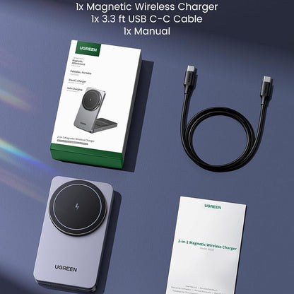 Incarcator Retea Wireless UGREEN W528 2in1, 20W, 1.67A, Alb