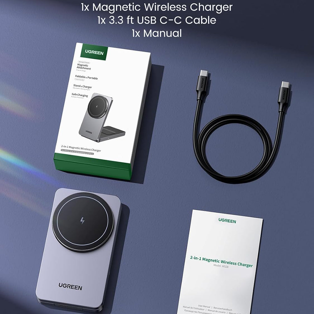 Incarcator Retea Wireless UGREEN W528 2in1, 20W, 1.67A, Negru