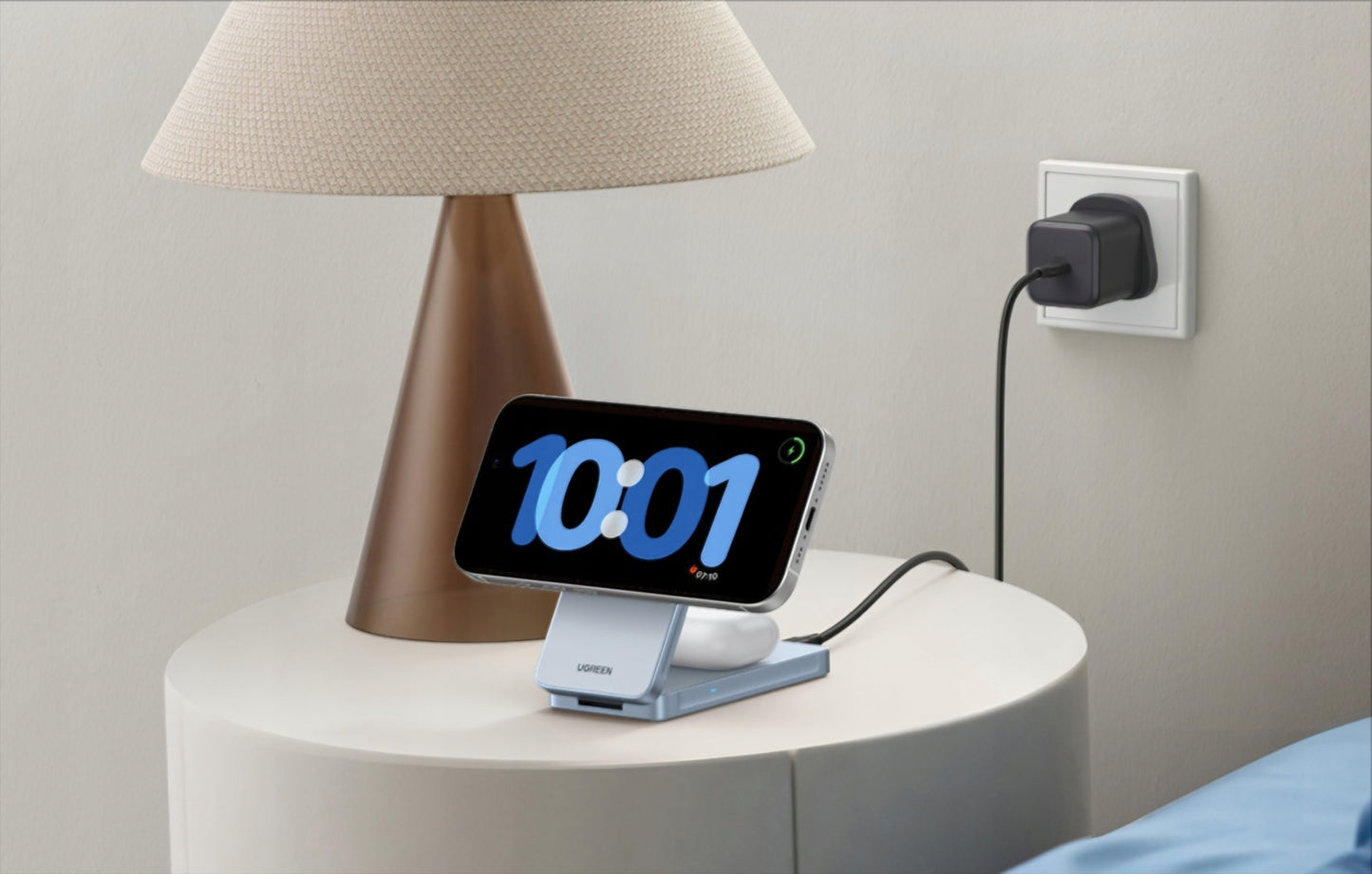 Incarcator Retea Wireless UGREEN MagFlow 2in1, 25W, Albastru