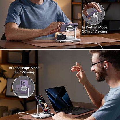 Incarcator Retea Wireless UGREEN CD278 3in1, 25W, 1.67A, Alb