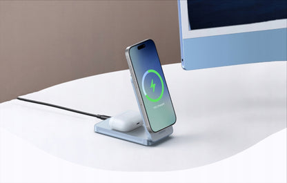 Incarcator Retea Wireless UGREEN MagFlow 2in1, 25W, Albastru