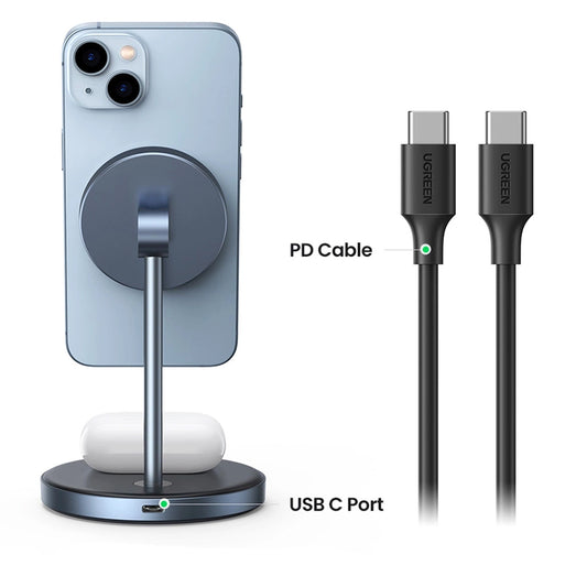 Incarcator Retea Wireless UGREEN CD317 2in1, 20W, 1.67A, Negru