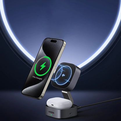 Incarcator Retea Wireless UGREEN W702 3in1, 20W, 1.67A, 1 x USB-C, Negru