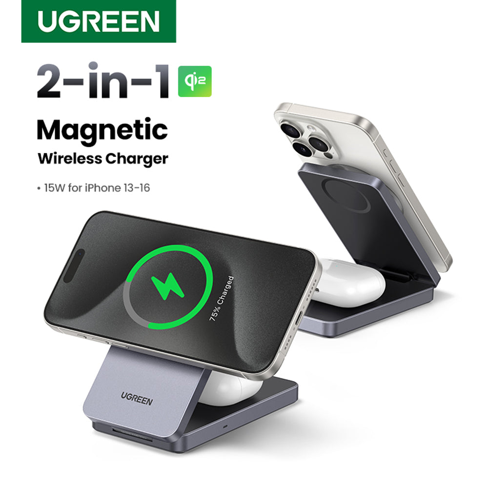 Incarcator Retea Wireless UGREEN W706 2in1, 20W, 1.67A, Negru
