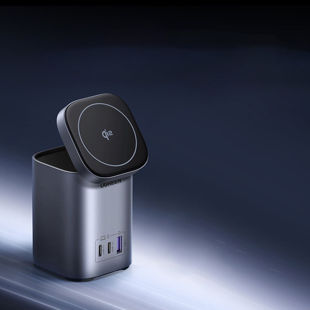Incarcator Retea Wireless UGREEN X555 4in1, 65W, 3.25A, 1 x USB-A - 2 x USB-C, Gri