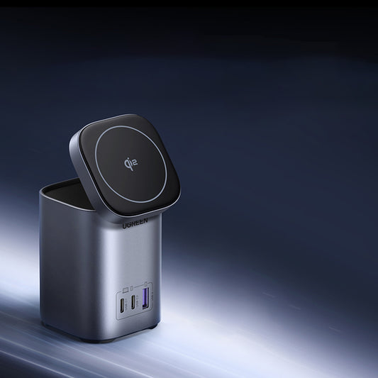 Incarcator Retea Wireless UGREEN X555 4in1, 65W, 3.25A, 1 x USB-A - 2 x USB-C, Gri