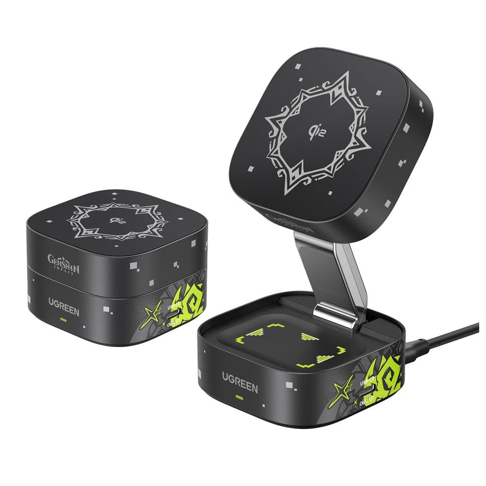 Incarcator Retea Wireless UGREEN Genshin Impact Ed.W702 2n1, 25W, 1.67A, 1 x USB-C, Negru