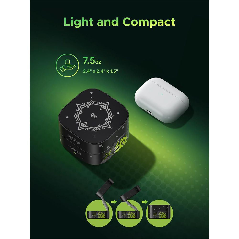 Incarcator Retea Wireless UGREEN Genshin Impact Ed.W702 2n1, 25W, 1.67A, 1 x USB-C, Negru