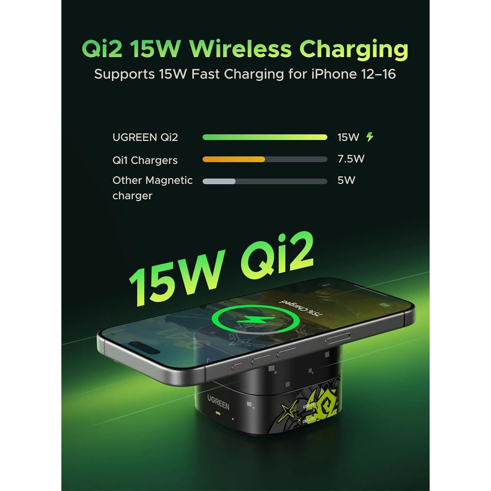 Incarcator Retea Wireless UGREEN Genshin Impact Ed.W702 2n1, 25W, 1.67A, 1 x USB-C, Negru