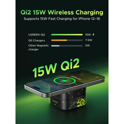 Incarcator Retea Wireless UGREEN Genshin Impact Ed.W702 2n1, 25W, 1.67A, 1 x USB-C, Negru