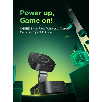 Incarcator Retea Wireless UGREEN Genshin Impact Ed.W702 2n1, 25W, 1.67A, 1 x USB-C, Negru
