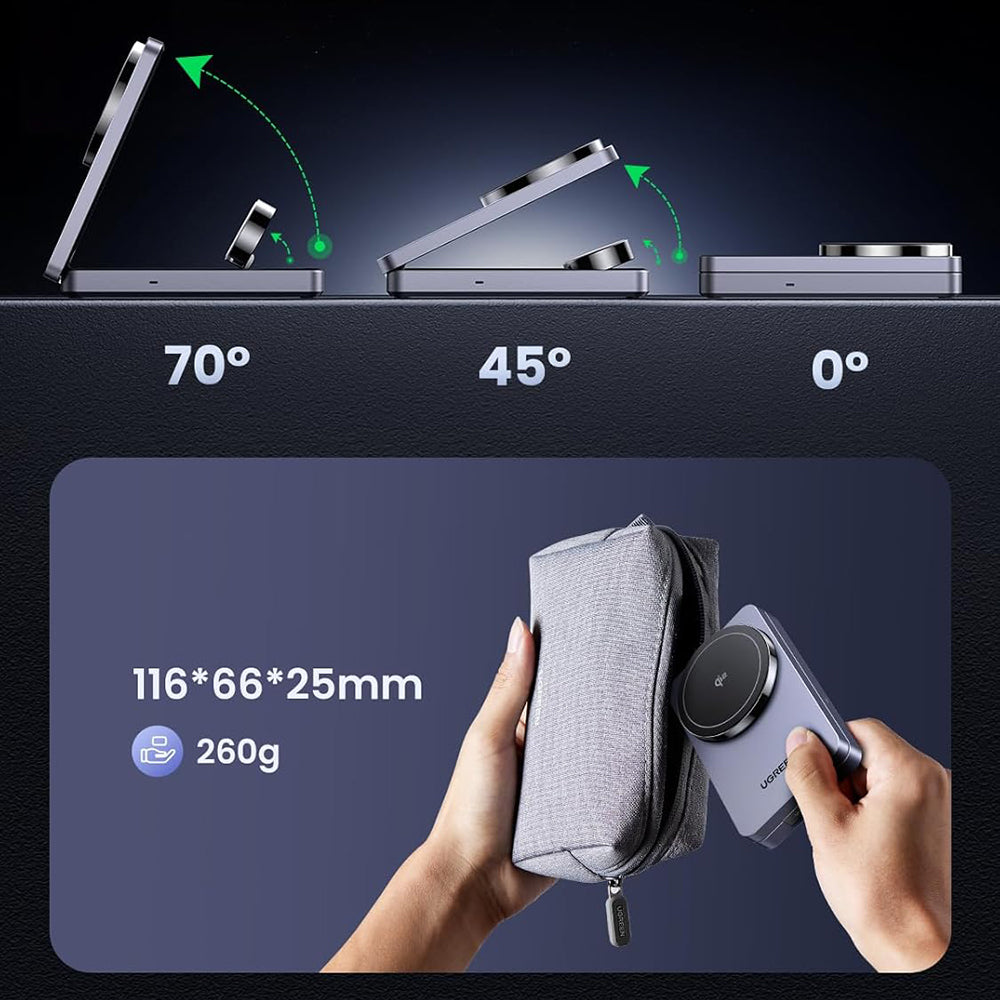 Incarcator Retea Wireless UGREEN W707 3in1, 25W, 1.67A, Gri