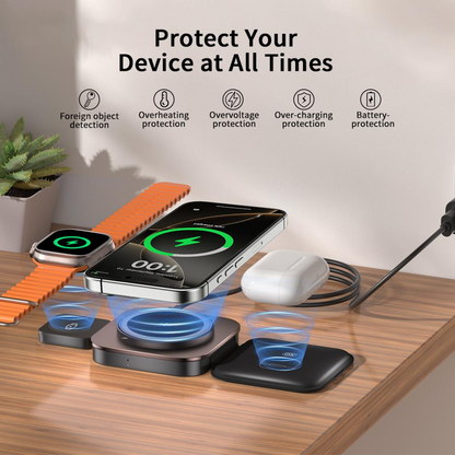 Incarcator Retea Wireless XO Design CX035 3in1, 15W, 1.67A, Negru, Resigilat