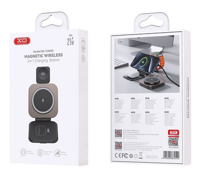Incarcator Retea Wireless XO Design CX035 3in1, 15W, 1.67A, Negru