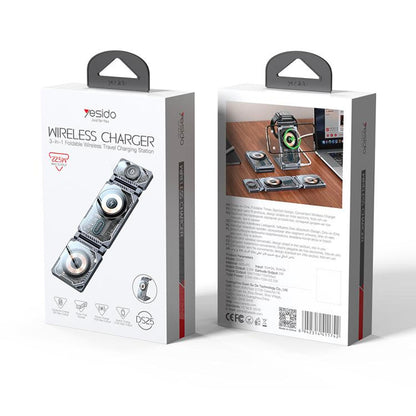 Incarcator Retea Wireless Yesido DS25 3in1, 15W, 1.67A, Negru