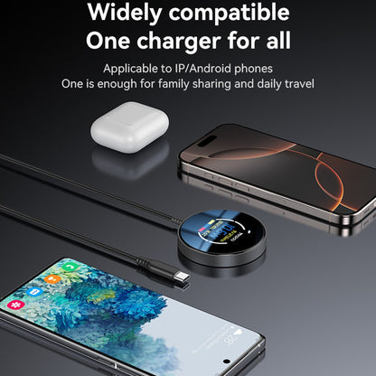 Incarcator Retea Wireless Yesido DS28 Display, 15W, 1.67A, Negru