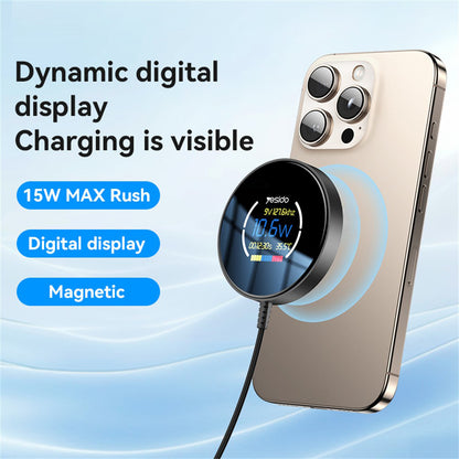 Incarcator Retea Wireless Yesido DS28 Display, 15W, 1.67A, Negru