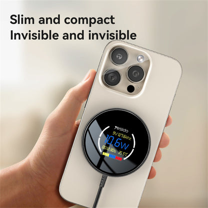 Incarcator Retea Wireless Yesido DS28 Display, 15W, 1.67A, Negru