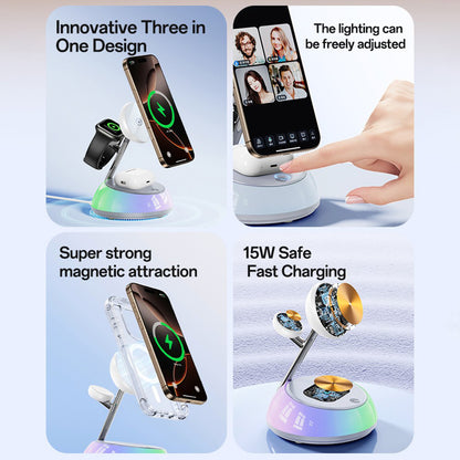 Incarcator Retea Wireless Yesido DS31 3in1, 15W, 1.67A, Alb