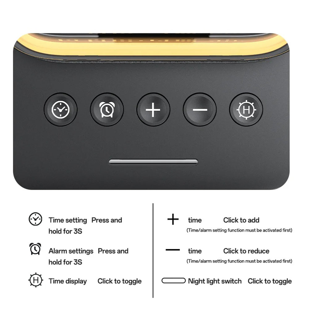 Incarcator Retea Wireless Yesido DS37 Display 3in1, 25W, 1.67A, Negru