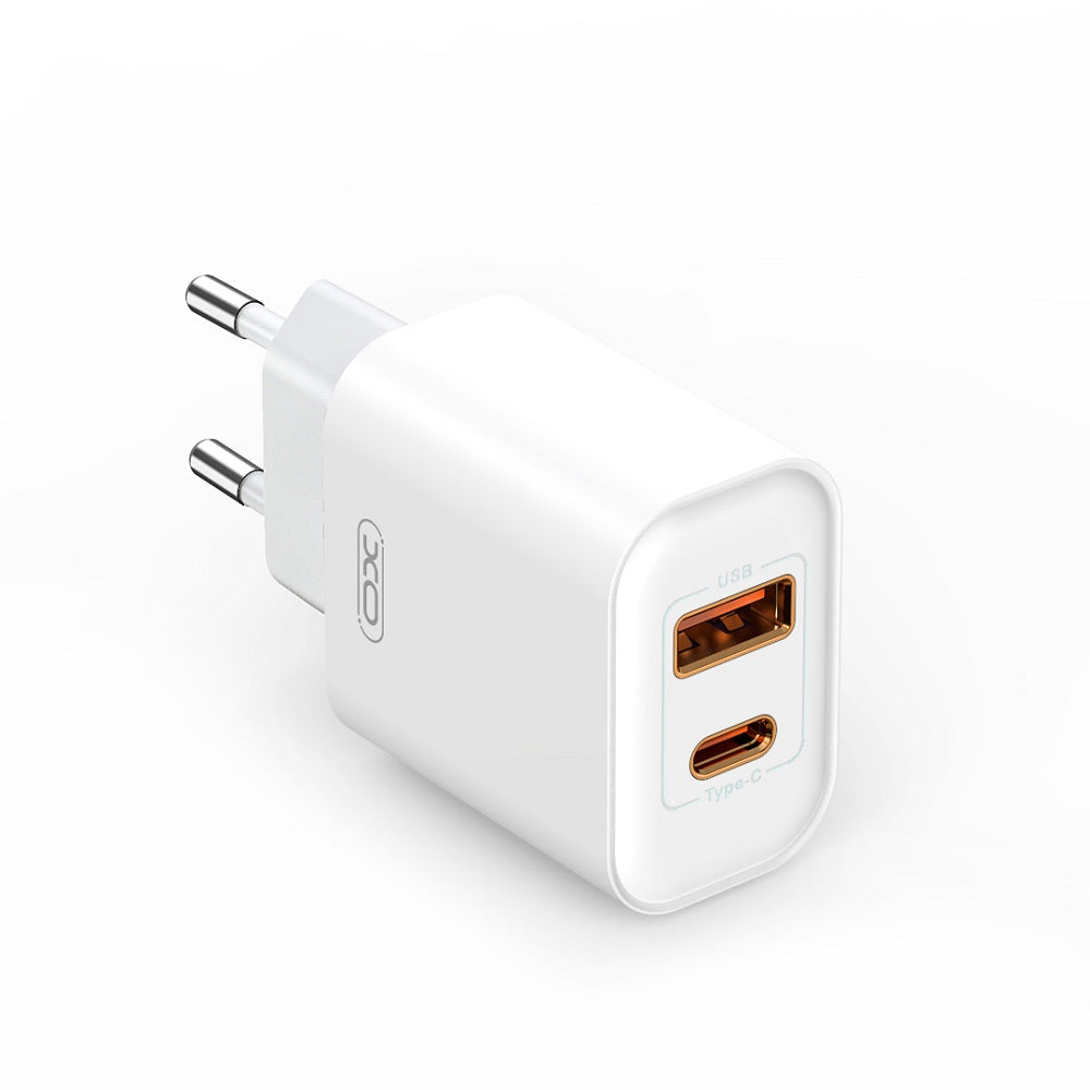 Incarcator Retea XO Design BPCE12, 20W, 3A, 1 x USB-A - 1 x USB-C, Alb