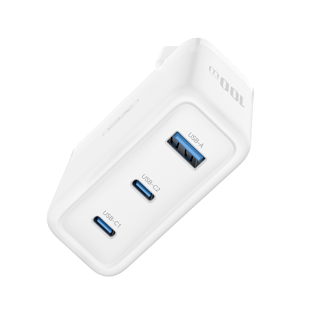 Incarcator Retea XO Design CE35, 100W, 5A, 1 x USB-A - 2 x USB-C, Alb