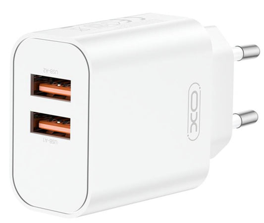 Incarcator Retea XO Design CE34, 12W, 2.4A, 2 x USB-A, Alb