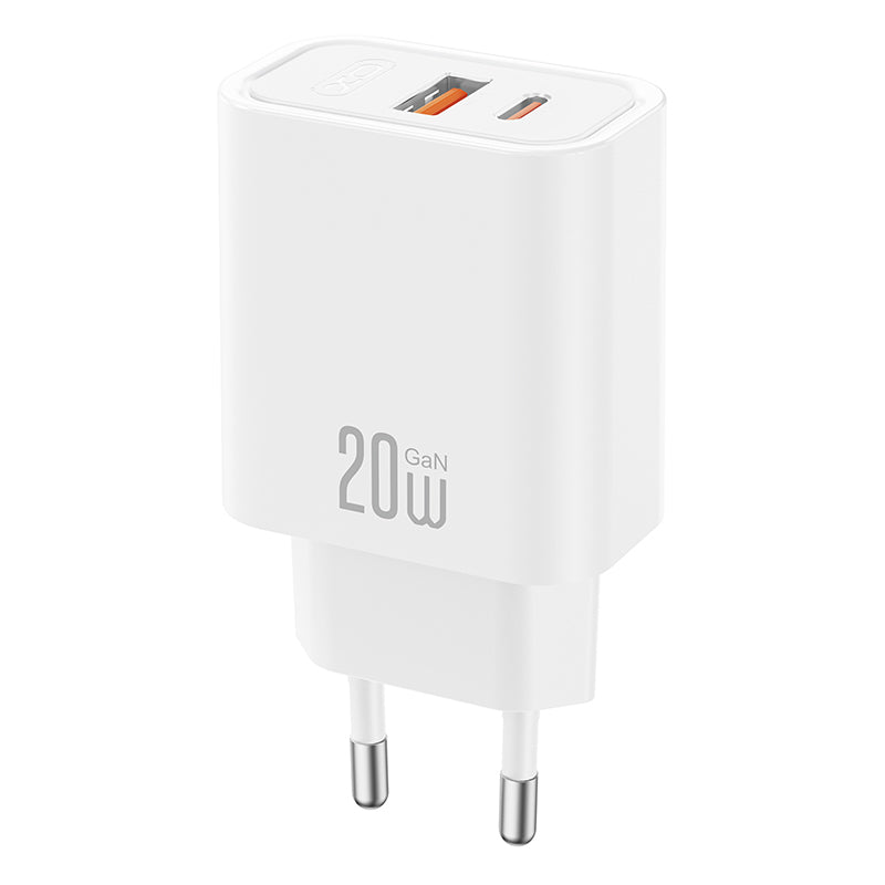 Incarcator Retea XO Design CE40, 20W, 3A, 1 x USB-A - 1 x USB-C, Alb