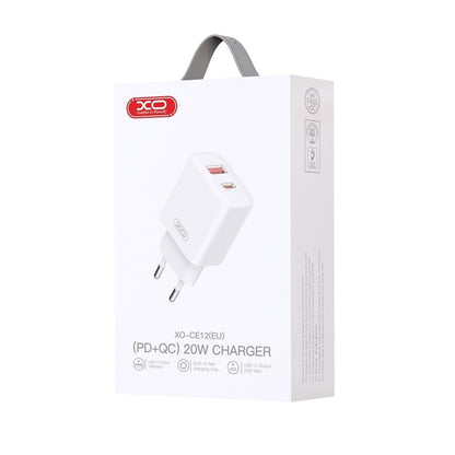 Incarcator Retea XO Design BPCE12, 20W, 3A, 1 x USB-A - 1 x USB-C, Alb